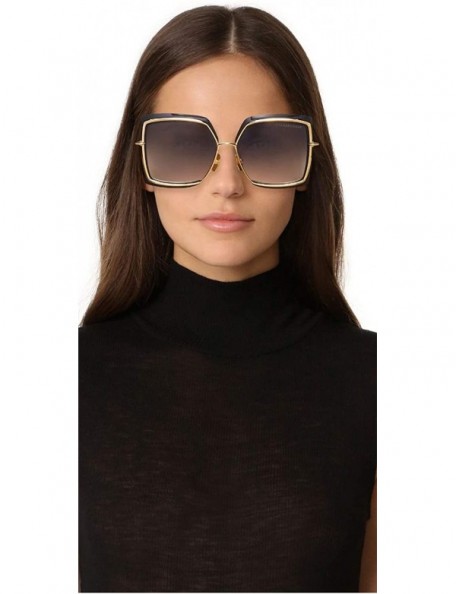 Square Sunglasses for Women - Cat Eye Mirrored Flat Lenses Metal Frame Sunglasses - Jej068-sky Blue - CP18NE8HITD $10.52