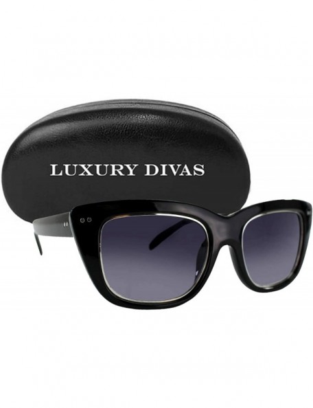 Oversized Cat-Eye Jackie-O Womens Sunglasses With Hard Case - Black - CR18S9XTLSR $19.49