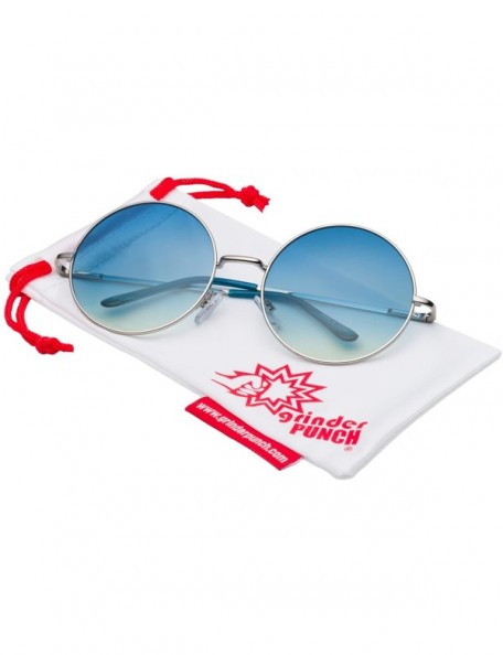 Oversized Oversized Large Round Sunglasses for Women Rainbow Mirrored - Ocean Blue Lens - CA1206P1LAR $12.02