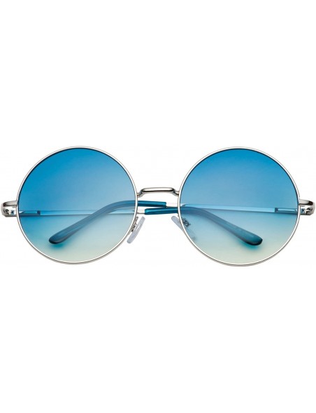 Oversized Oversized Large Round Sunglasses for Women Rainbow Mirrored - Ocean Blue Lens - CA1206P1LAR $12.02