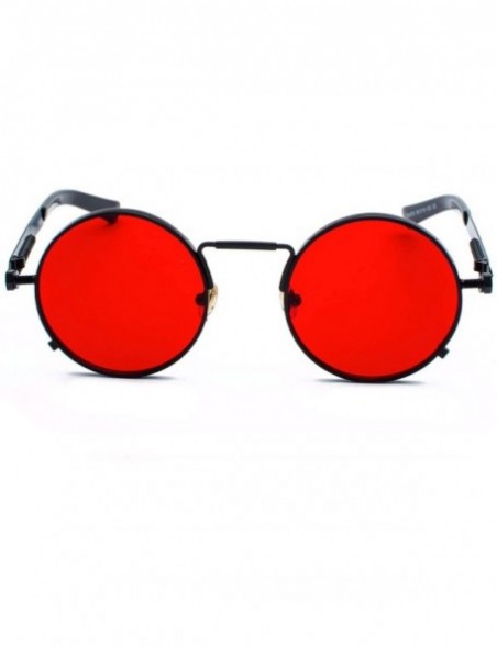 Goggle Clear Red Sunglasses Men Steampunk 2019 Metal Frame Retro Vintage Round Sun Glasses Women Black Uv400 - CI1985CZK0M $2...