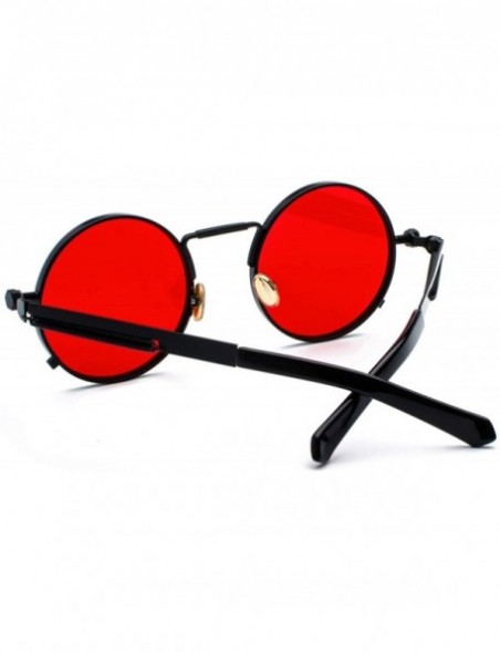 Goggle Clear Red Sunglasses Men Steampunk 2019 Metal Frame Retro Vintage Round Sun Glasses Women Black Uv400 - CI1985CZK0M $2...