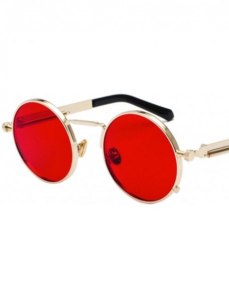 Goggle Clear Red Sunglasses Men Steampunk 2019 Metal Frame Retro Vintage Round Sun Glasses Women Black Uv400 - CI1985CZK0M $2...