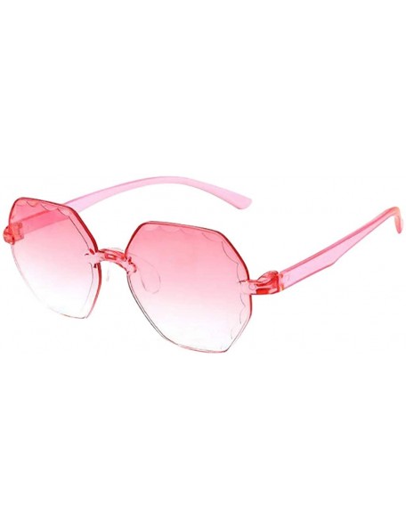 Square Frameless Multilateral Shaped Sunglasses One Piece Candy Colorful Unisex Polarized Sunglasses - Red - CI19062G5WS $10.22