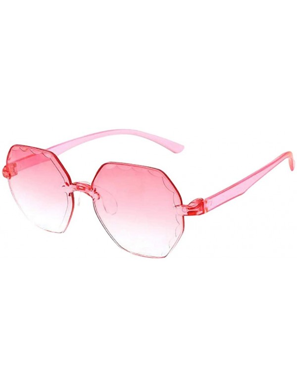 Square Frameless Multilateral Shaped Sunglasses One Piece Candy Colorful Unisex Polarized Sunglasses - Red - CI19062G5WS $10.22