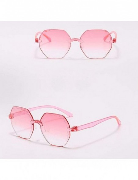 Square Frameless Multilateral Shaped Sunglasses One Piece Candy Colorful Unisex Polarized Sunglasses - Red - CI19062G5WS $10.22