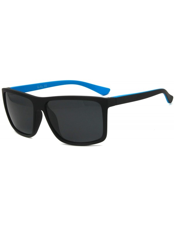 Rectangular ERGOMIC design Men Rectangle UV protective polarized lightweight sunglasses - Black on Blue - C718DUI306M $18.68