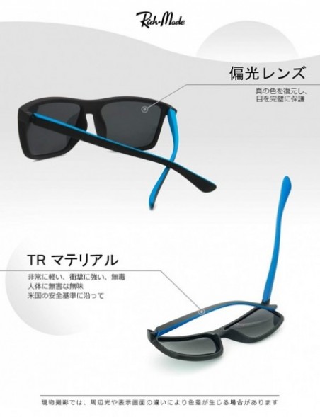 Rectangular ERGOMIC design Men Rectangle UV protective polarized lightweight sunglasses - Black on Blue - C718DUI306M $18.68