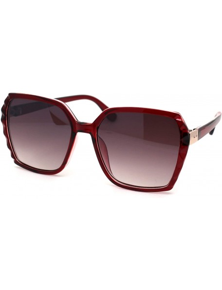 Rectangular Womens Octagonal Shape Plastic Butterfly Chic Sunglasses - Red Burgundy Smoke - CG18YHOH4TG $13.34