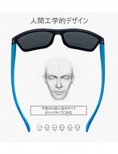 Rectangular ERGOMIC design Men Rectangle UV protective polarized lightweight sunglasses - Black on Blue - C718DUI306M $18.68
