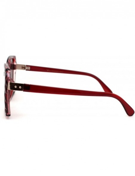 Rectangular Womens Octagonal Shape Plastic Butterfly Chic Sunglasses - Red Burgundy Smoke - CG18YHOH4TG $13.34