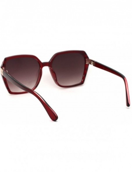 Rectangular Womens Octagonal Shape Plastic Butterfly Chic Sunglasses - Red Burgundy Smoke - CG18YHOH4TG $13.34
