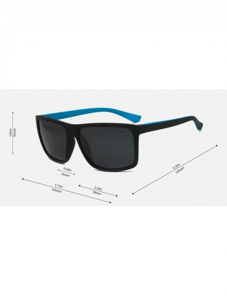 Rectangular ERGOMIC design Men Rectangle UV protective polarized lightweight sunglasses - Black on Blue - C718DUI306M $18.68