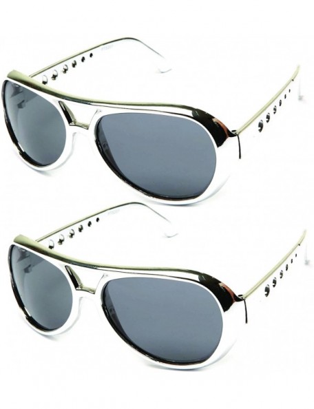 Aviator Rockstar Sunglasses Costume Shiny Chrome Party Sunglasses 60's Rock Star Classic Aviator Sunglasses - CO1845MS7RT $10.40