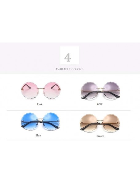 Oversized Round Oversized Sunglasses for Women New Fashion Glasses Uv Protection Metal Frame AC Lens MLS2203 - Brown - CG18UT...