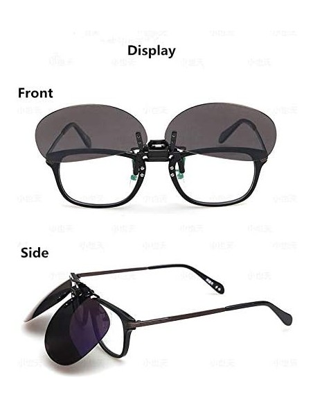 Round Polarized filp up clip-on sunglasses uv protection clip eyeglasses driving fishing fit over prescription glasses - C618...