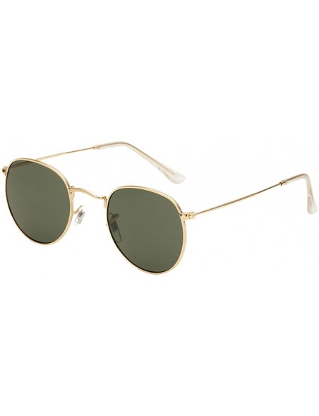 Round Vintage Metal Round Oversized Sunglasses & Case Designer Sunglasse Women - Gold&dark Green - CN1808K04N3 $12.05