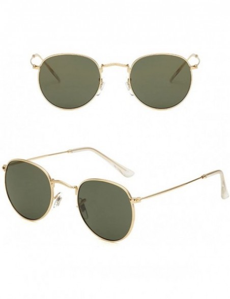 Round Vintage Metal Round Oversized Sunglasses & Case Designer Sunglasse Women - Gold&dark Green - CN1808K04N3 $12.05