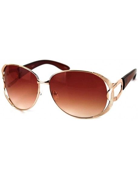 Oval Luxury Fashion Round Oval Metal Sunglasses P4115 - Gold - CM17YSYOCA5 $18.46