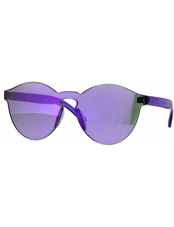 Rimless Rimless Round Sunglasses Full Flat Mirror Lens Unisex Retro Fashion Shades - Purple - C1189OLLL3W $14.78