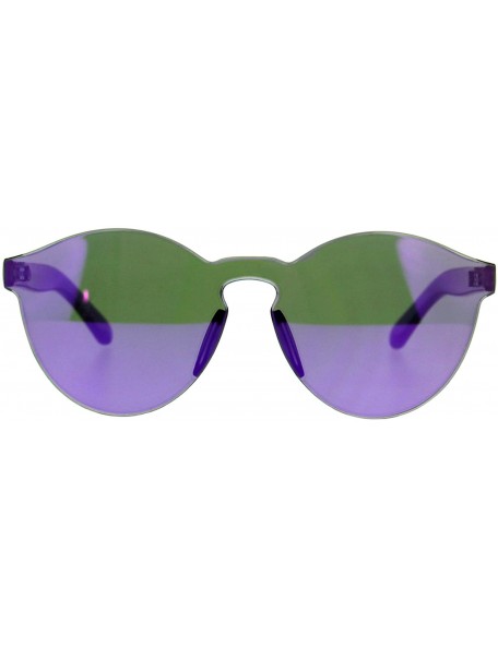 Rimless Rimless Round Sunglasses Full Flat Mirror Lens Unisex Retro Fashion Shades - Purple - C1189OLLL3W $14.78