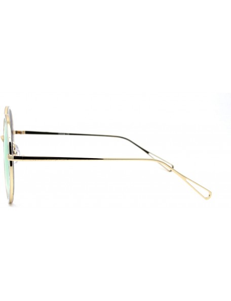 Oversized Womens Double Rim Oversize Round Circle Lens Sunglasses - Gold Clear Pink Mirror - C31950SOGHG $11.56