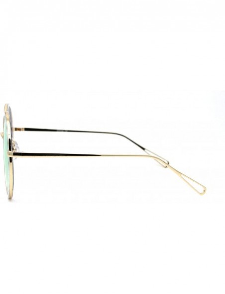 Oversized Womens Double Rim Oversize Round Circle Lens Sunglasses - Gold Clear Pink Mirror - C31950SOGHG $11.56