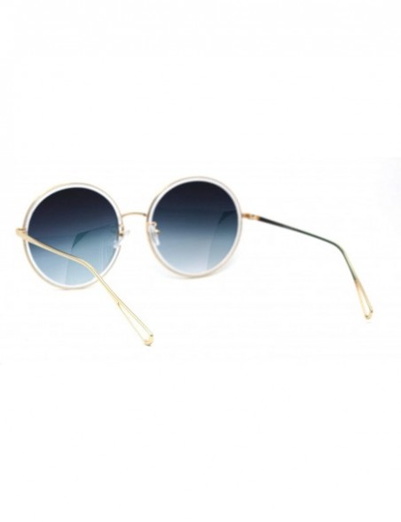 Oversized Womens Double Rim Oversize Round Circle Lens Sunglasses - Gold Clear Pink Mirror - C31950SOGHG $11.56