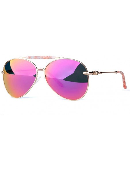 Oval Oversize Sunglasses Women Vintage Oval Pilot Metal Frame Lens Adult Pink Yellow - Yellow - C718YNDDUEM $33.70
