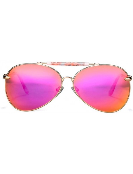 Oval Oversize Sunglasses Women Vintage Oval Pilot Metal Frame Lens Adult Pink Yellow - Yellow - C718YNDDUEM $33.70