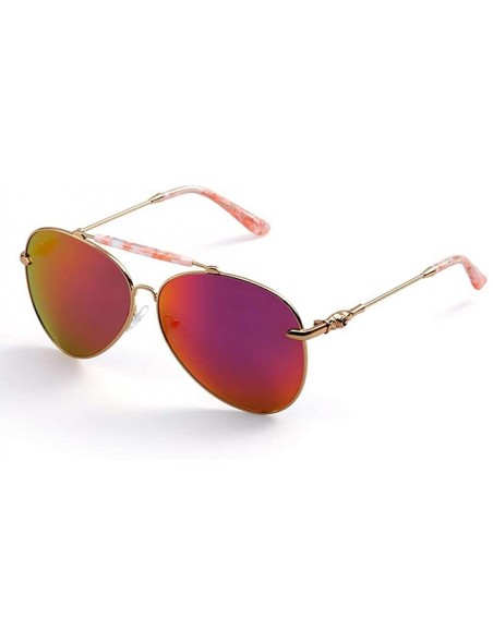 Oval Oversize Sunglasses Women Vintage Oval Pilot Metal Frame Lens Adult Pink Yellow - Yellow - C718YNDDUEM $33.70