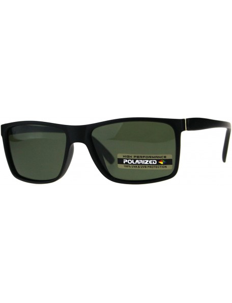 Rectangular Polarized Lens Sunglasses Unisex Fashion Classic Rectangular Frame - Matte Black (Dark Green) - CJ18CW3QTDK $12.16