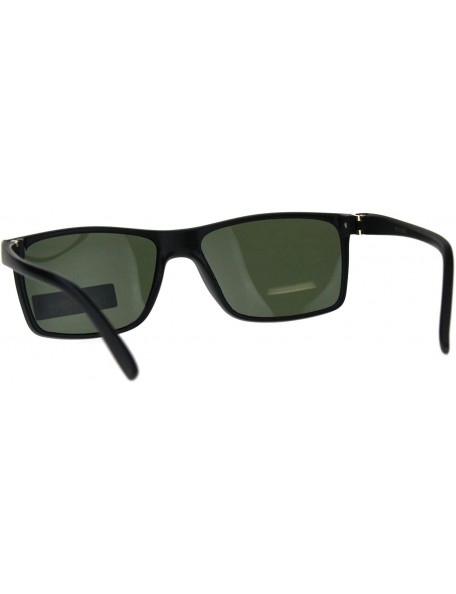 Rectangular Polarized Lens Sunglasses Unisex Fashion Classic Rectangular Frame - Matte Black (Dark Green) - CJ18CW3QTDK $12.16