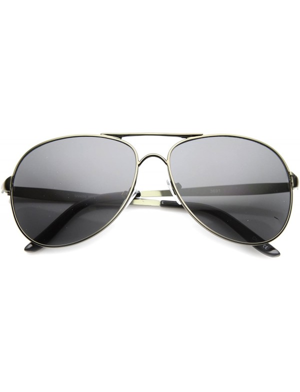 Aviator Premium Large Modern Lifestyle Spring Temple Full Metal Aviator Sunglasses 59mm - Bronze / Smoke - C5124K97A0Z $11.54