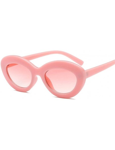 Oval Cateye Women Sunglasses Classic Retro Vintage Oval Sunglasses For Women Eeywear Top Quality UV400 - Transpink - C8198U7Q...