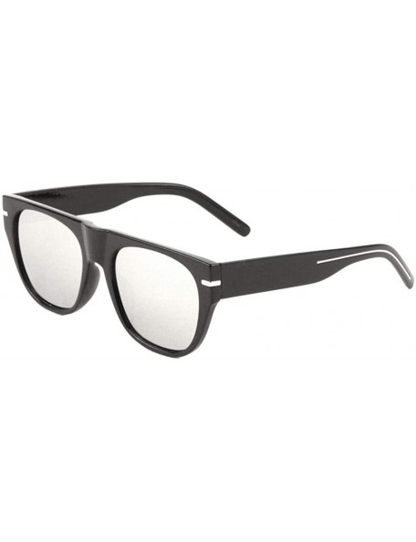 Round Flat Top Curved Nose Round Flat Lens Temple Line Sunglasses - Grey Black - CS197S670RS $10.56