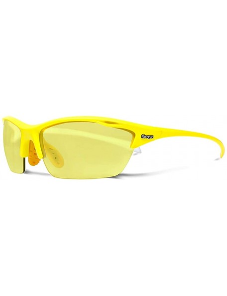 Sport Alpha Yellow White Running Sunglasses with ZEISS P2140 Yellow Tri-flection Lenses - CD18KN57X3Y $18.02