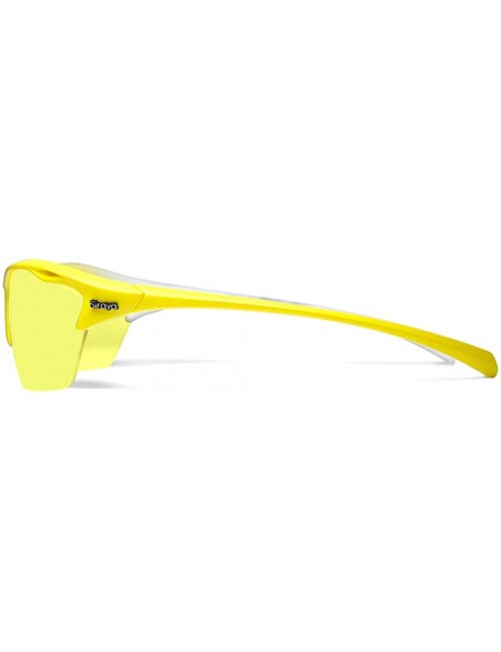 Sport Alpha Yellow White Running Sunglasses with ZEISS P2140 Yellow Tri-flection Lenses - CD18KN57X3Y $18.02