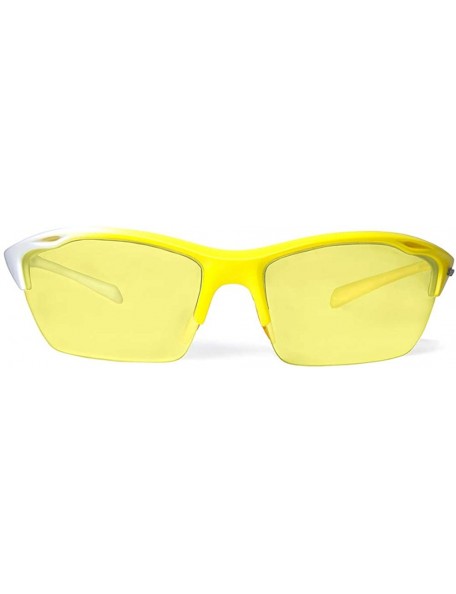 Sport Alpha Yellow White Running Sunglasses with ZEISS P2140 Yellow Tri-flection Lenses - CD18KN57X3Y $18.02