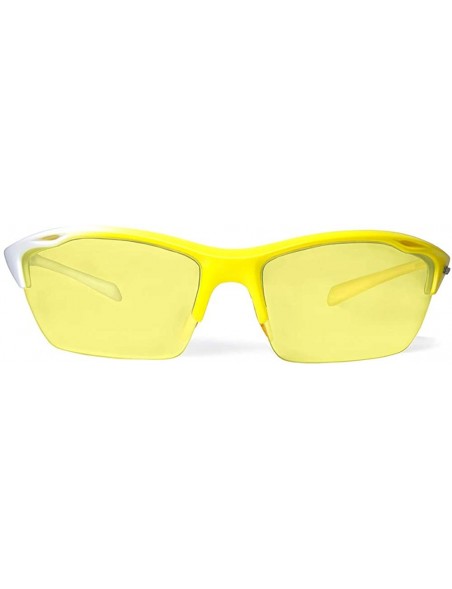 Sport Alpha Yellow White Running Sunglasses with ZEISS P2140 Yellow Tri-flection Lenses - CD18KN57X3Y $18.02