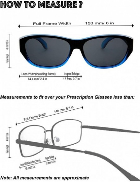 Oversized HD Polarized Wrap Around Sunglasses for Prescription Glasses 64mm Gift Box - 5-shiny Black/ Navy Blue - CI18DOAE94H...