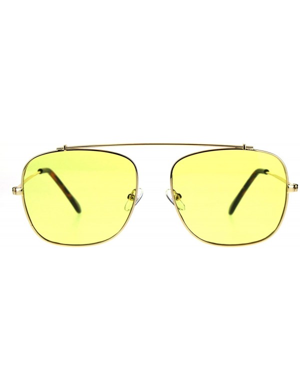 Rectangular Mens Rectangular Flat Top Bridgeless Pop Color Lens Metal Sunglasses - Yellow - C118C98W92W $13.06