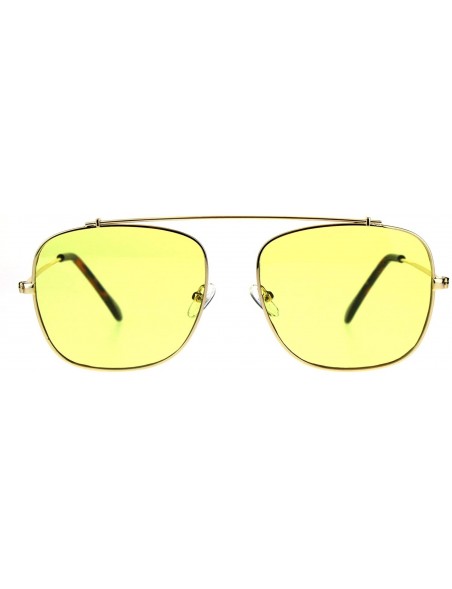 Rectangular Mens Rectangular Flat Top Bridgeless Pop Color Lens Metal Sunglasses - Yellow - C118C98W92W $13.06