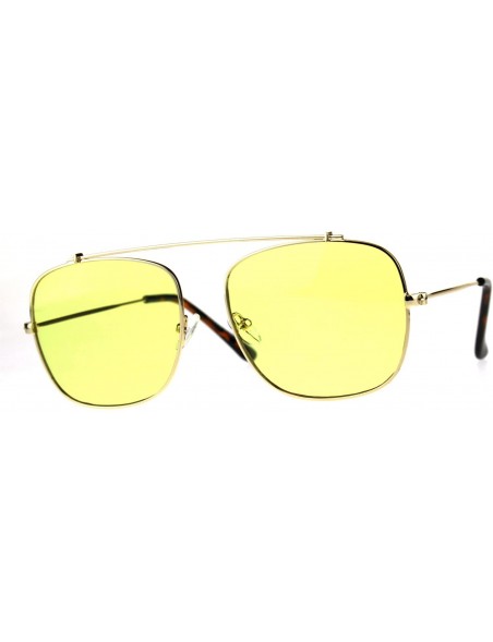 Rectangular Mens Rectangular Flat Top Bridgeless Pop Color Lens Metal Sunglasses - Yellow - C118C98W92W $13.06