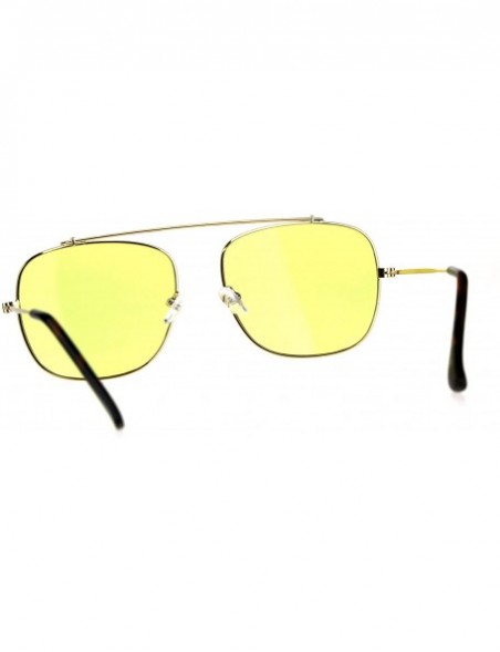 Rectangular Mens Rectangular Flat Top Bridgeless Pop Color Lens Metal Sunglasses - Yellow - C118C98W92W $13.06