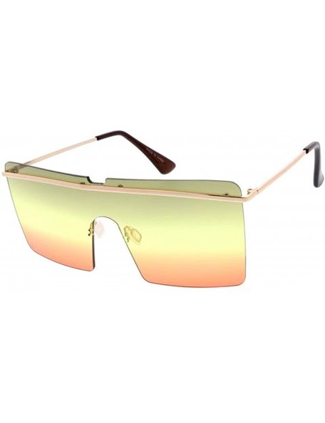 Oversized Flat Top Square Frame Aviator Candy Lens Fashion Sunglasses - Brown - C518U0OKYTX $11.49