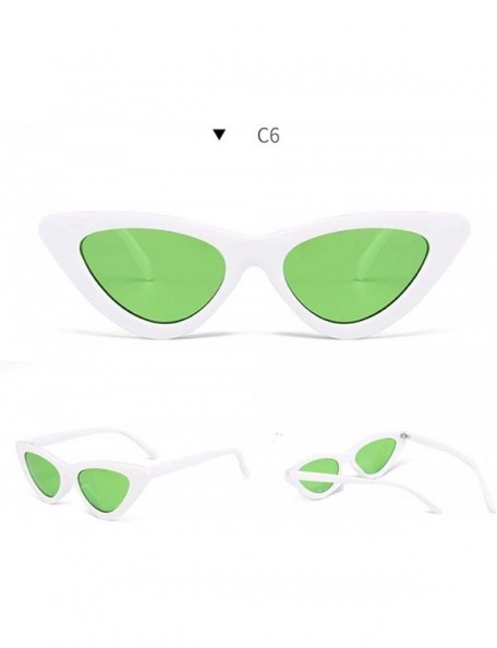 Aviator 2019 New Fashion Sexy Ladies Cat Eye Sunglasses Women Brand Black Clear Blue - White Clear Green - CD18XHDXH4N $12.78