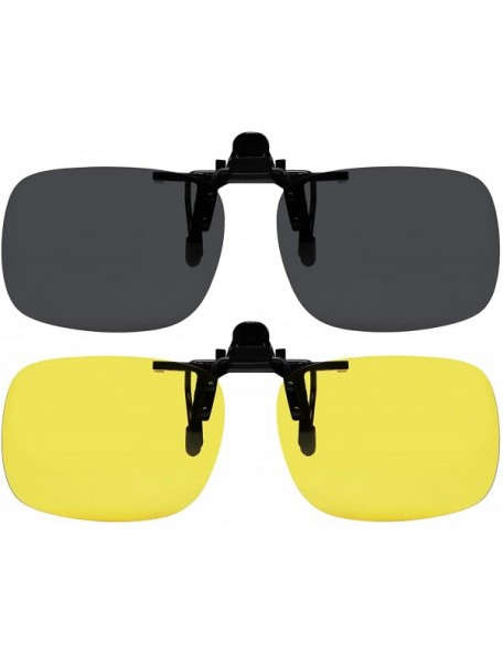 Rectangular Clip On Sunglasses Polarized Sunglasses to Clip onto Eyeglasses Flip Up for Men and Women - C218GEGE6R0 $9.02