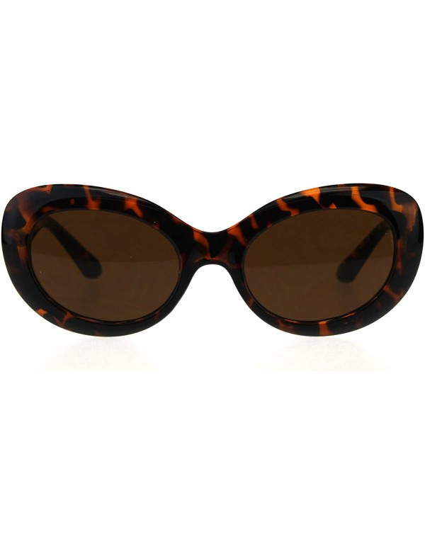 Oval Womens Retro Minimal Mod Plastic Oval Round Goth Sunglasses - Tortoise Brown - C618E4IRZRZ $7.78