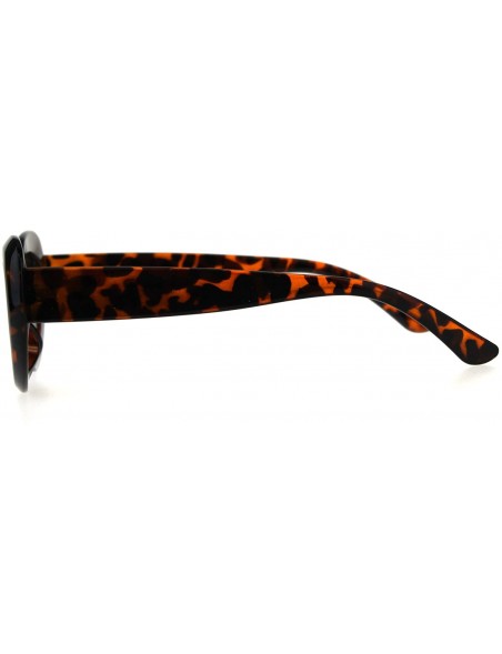 Oval Womens Retro Minimal Mod Plastic Oval Round Goth Sunglasses - Tortoise Brown - C618E4IRZRZ $7.78